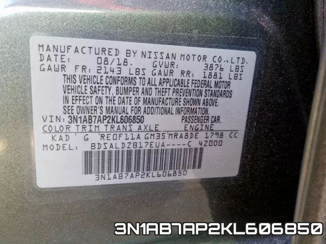 3N1AB7AP2KL606850 фото 2