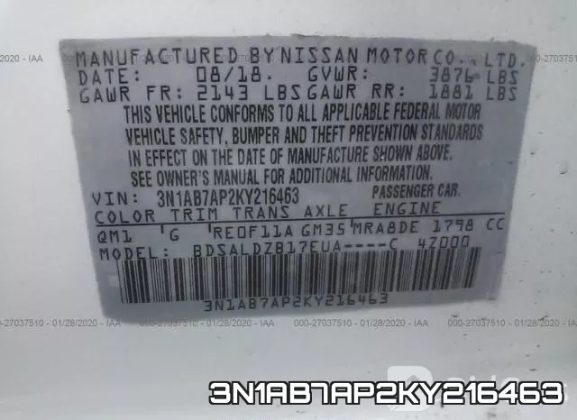 3N1AB7AP2KY216463 фото 10
