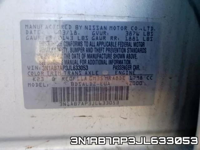 3N1AB7AP3JL633053 фото 2