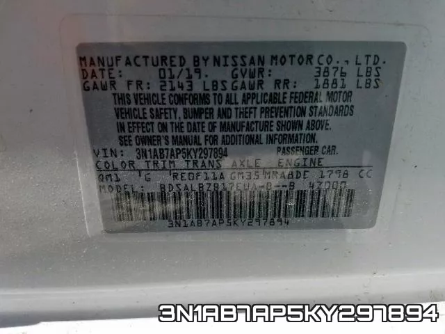 3N1AB7AP5KY297894 фото 2