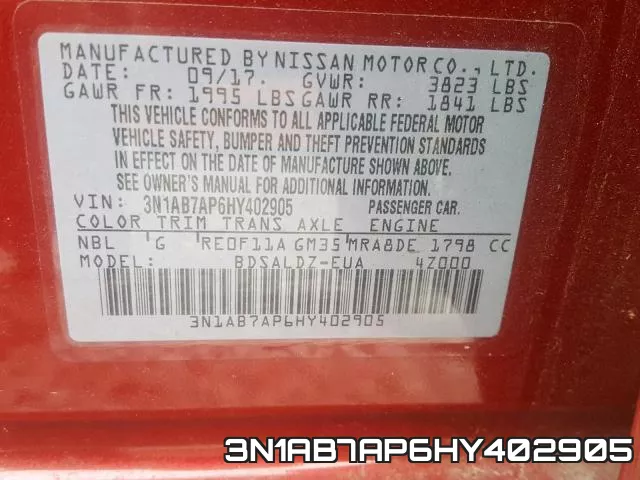 3N1AB7AP6HY402905 фото 2