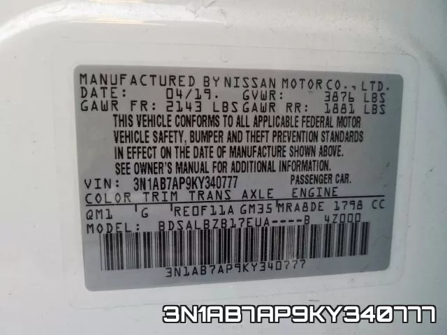 3N1AB7AP9KY340777 фото 2