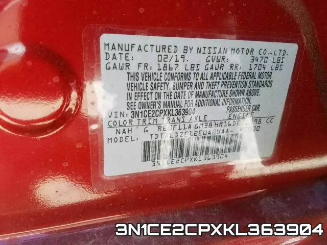 3N1CE2CPXKL363904 фото 2