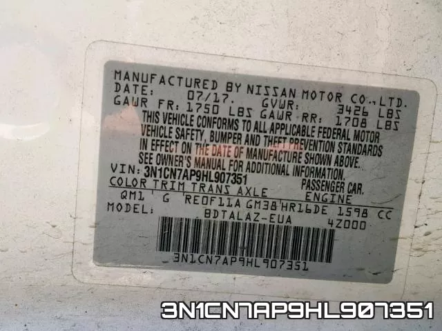 3N1CN7AP9HL907351 фото 2