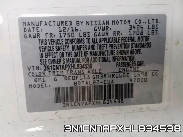 3N1CN7APXHL834538 фото 2