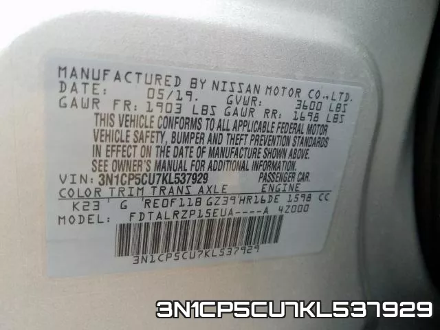 3N1CP5CU7KL537929 фото 2