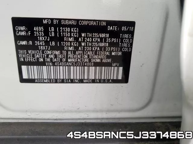 4S4BSANC5J3374868 фото 2