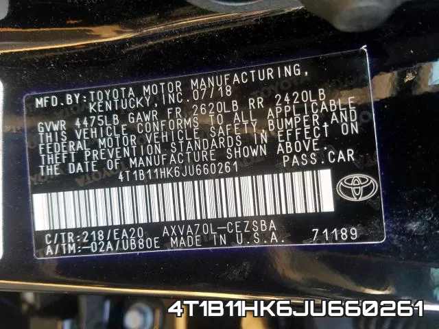 4T1B11HK6JU660261 фото 2