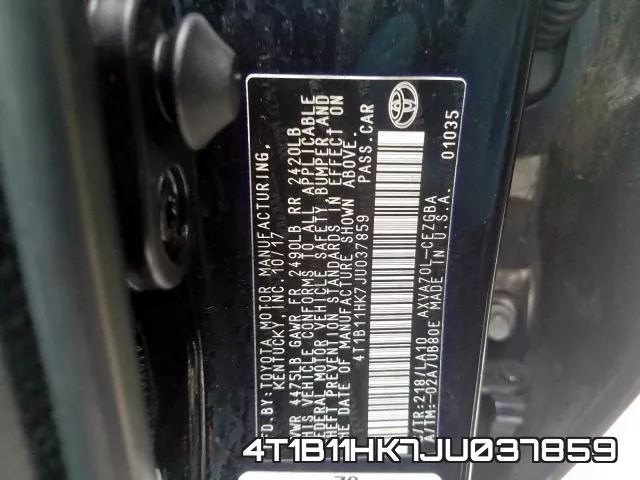 4T1B11HK7JU037859 фото 2