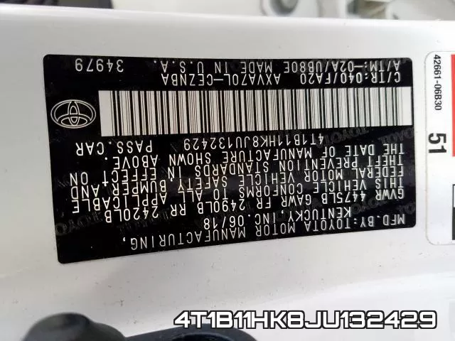 4T1B11HK8JU132429 фото 2