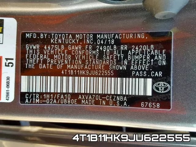 4T1B11HK9JU622555 фото 2