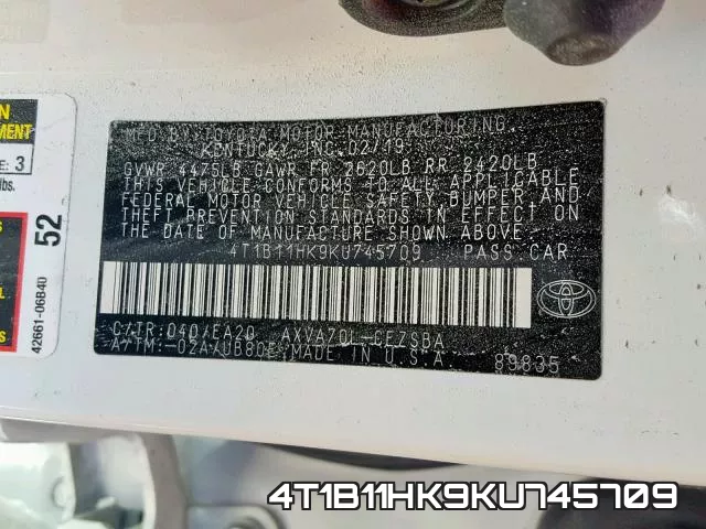 4T1B11HK9KU745709 фото 2