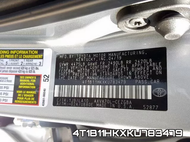4T1B11HKXKU783479 фото 2