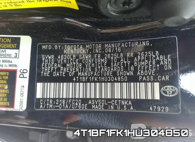 4T1BF1FK1HU304850 фото 10