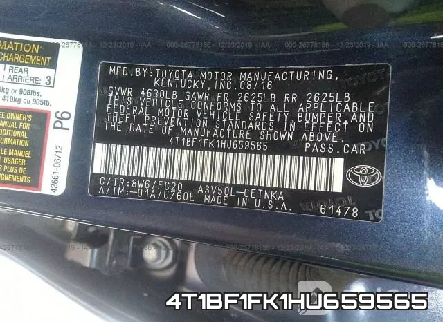 4T1BF1FK1HU659565 фото 10
