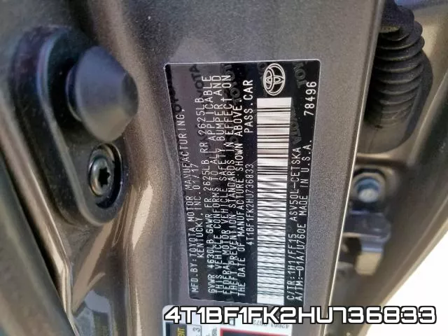 4T1BF1FK2HU736833 фото 2
