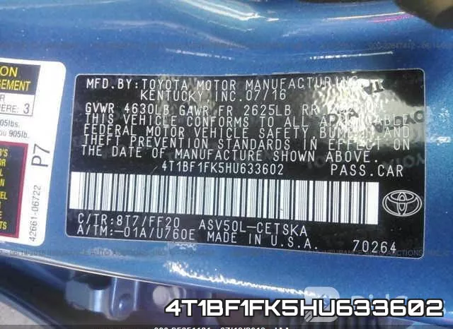 4T1BF1FK5HU633602 фото 10