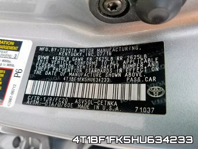 4T1BF1FK5HU634233 фото 2