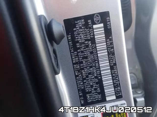 4T1BZ1HK4JU020512 фото 2