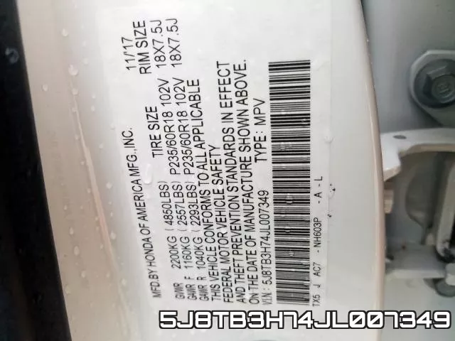 5J8TB3H74JL007349 фото 2