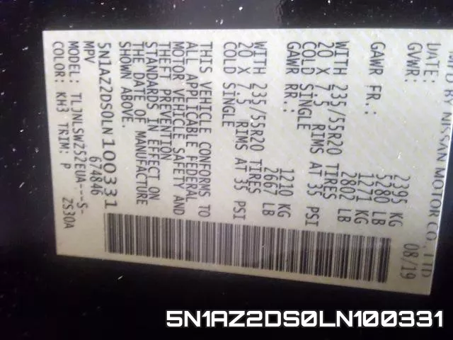 5N1AZ2DS0LN100331 фото 2