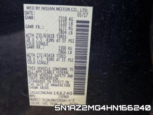 5N1AZ2MG4HN166240 фото 2