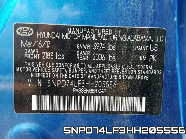 5NPD74LF3HH205556 фото 2