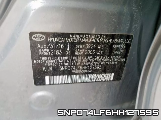 5NPD74LF6HH127595 фото 2