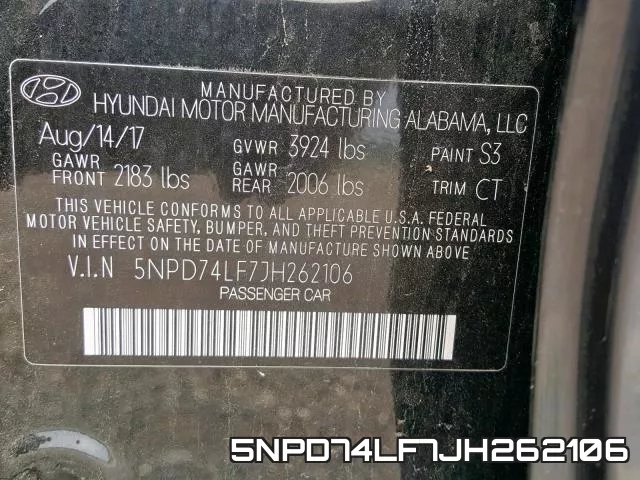 5NPD74LF7JH262106 фото 2