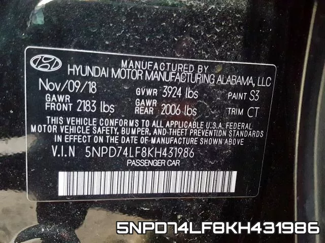 5NPD74LF8KH431986 фото 2