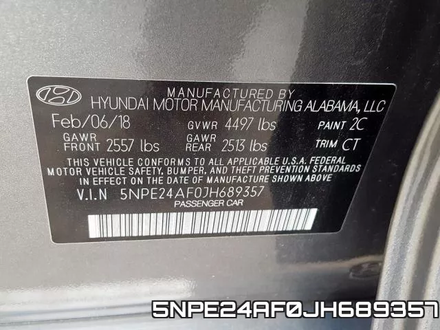 5NPE24AF0JH689357 фото 2