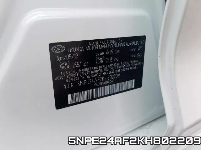 5NPE24AF2KH802209 фото 2