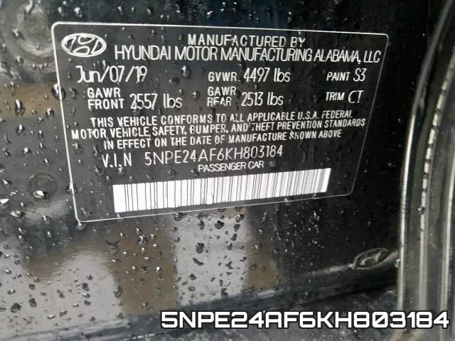 5NPE24AF6KH803184 фото 2