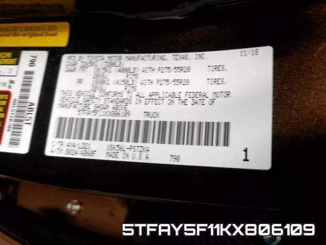 5TFAY5F11KX806109 фото 2