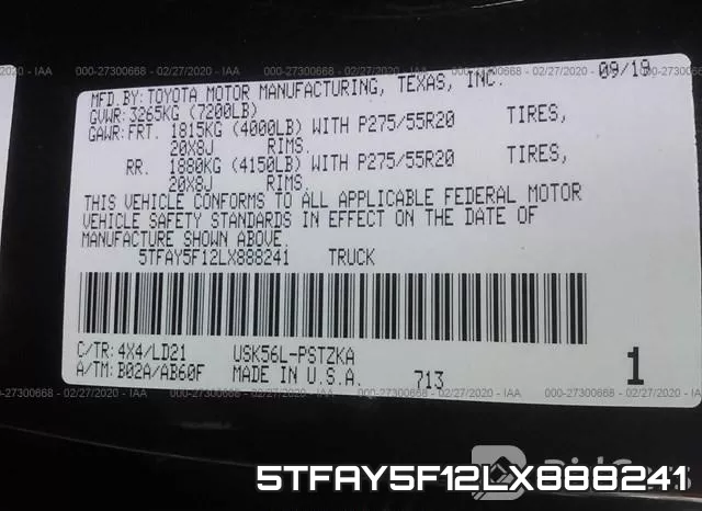 5TFAY5F12LX888241 фото 10