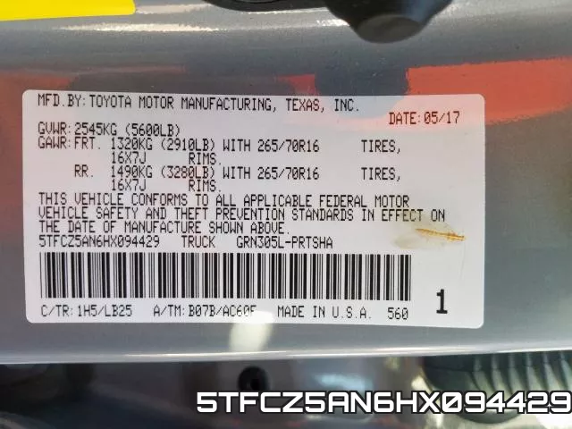 5TFCZ5AN6HX094429 фото 2