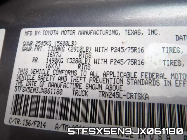 5TFSX5EN3JX061180 фото 2