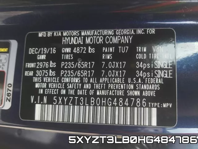 5XYZT3LB0HG484786 фото 2
