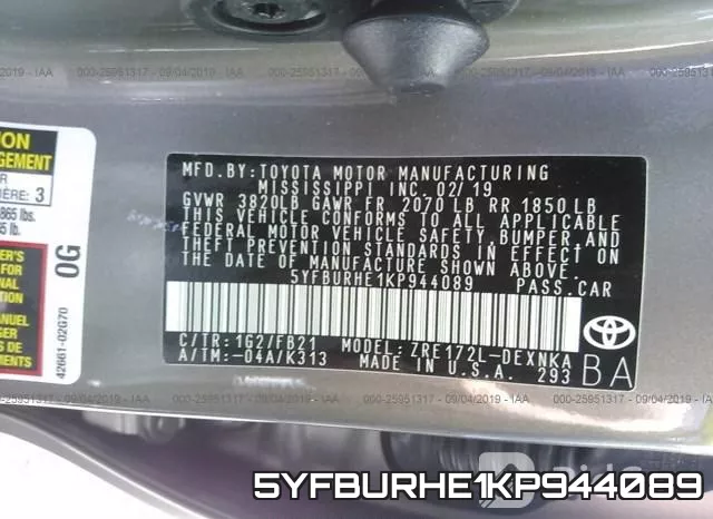 5YFBURHE1KP944089 фото 10