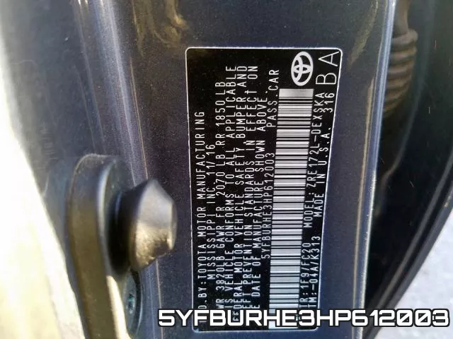 5YFBURHE3HP612003 фото 2