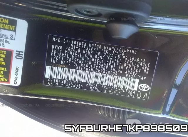 5YFBURHE7KP898509 фото 10