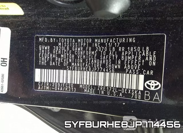 5YFBURHE8JP774456 фото 10
