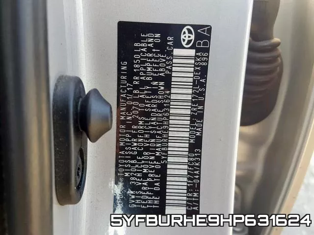 5YFBURHE9HP631624 фото 2