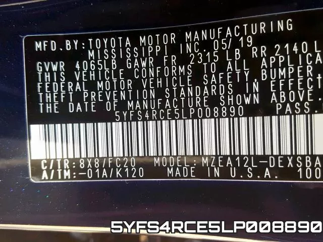 5YFS4RCE5LP008890 фото 2