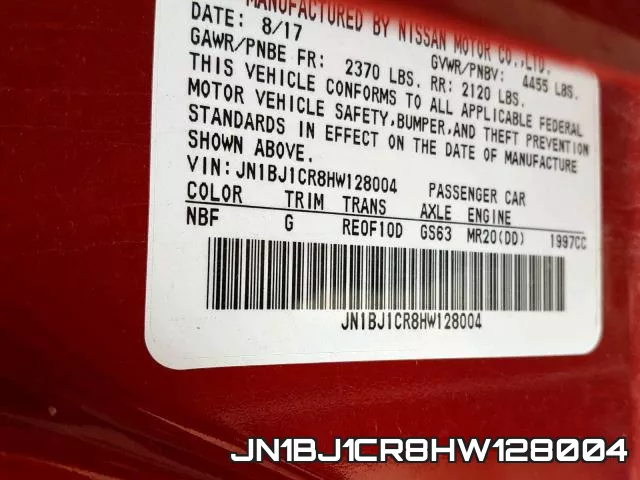 JN1BJ1CR8HW128004 фото 2