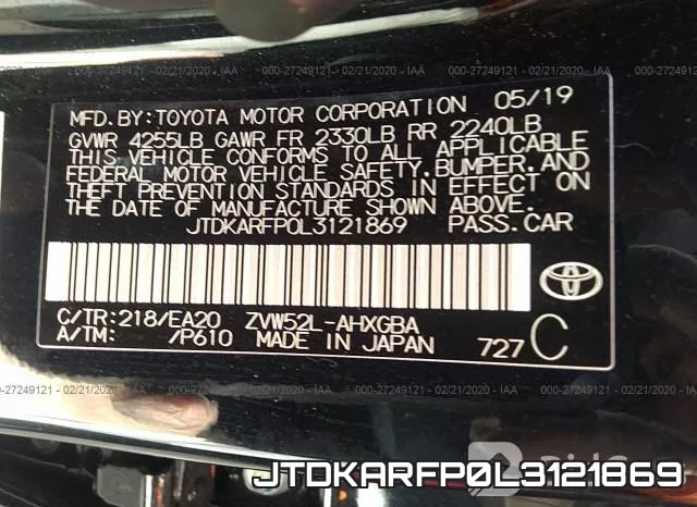 JTDKARFP0L3121869 фото 10