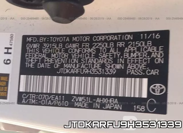 JTDKARFU9H3531339 фото 10
