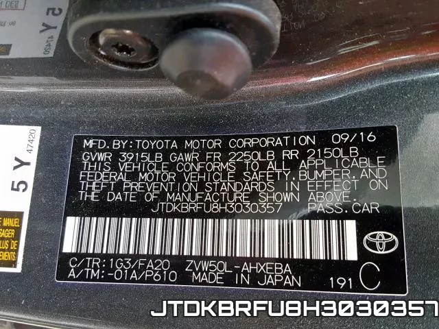 JTDKBRFU8H3030357 фото 2