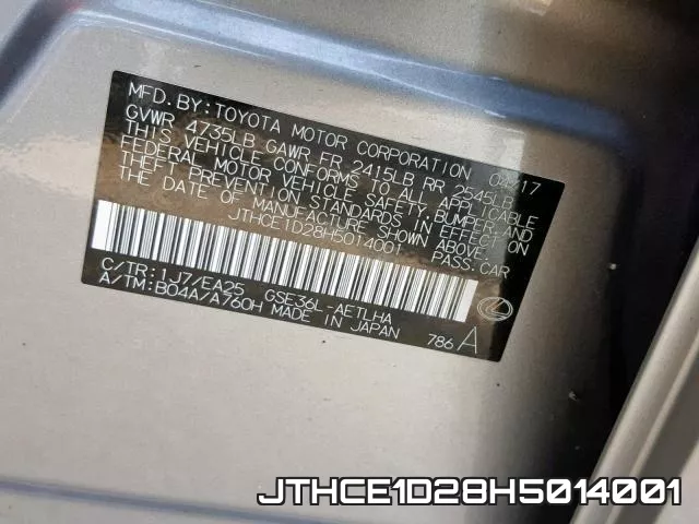 JTHCE1D28H5014001 фото 2