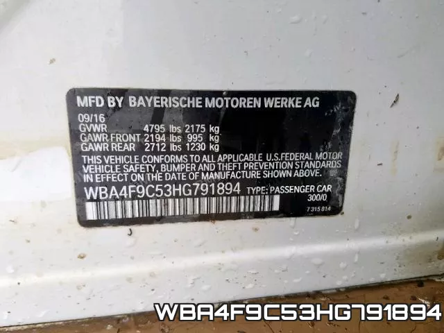 WBA4F9C53HG791894 фото 2